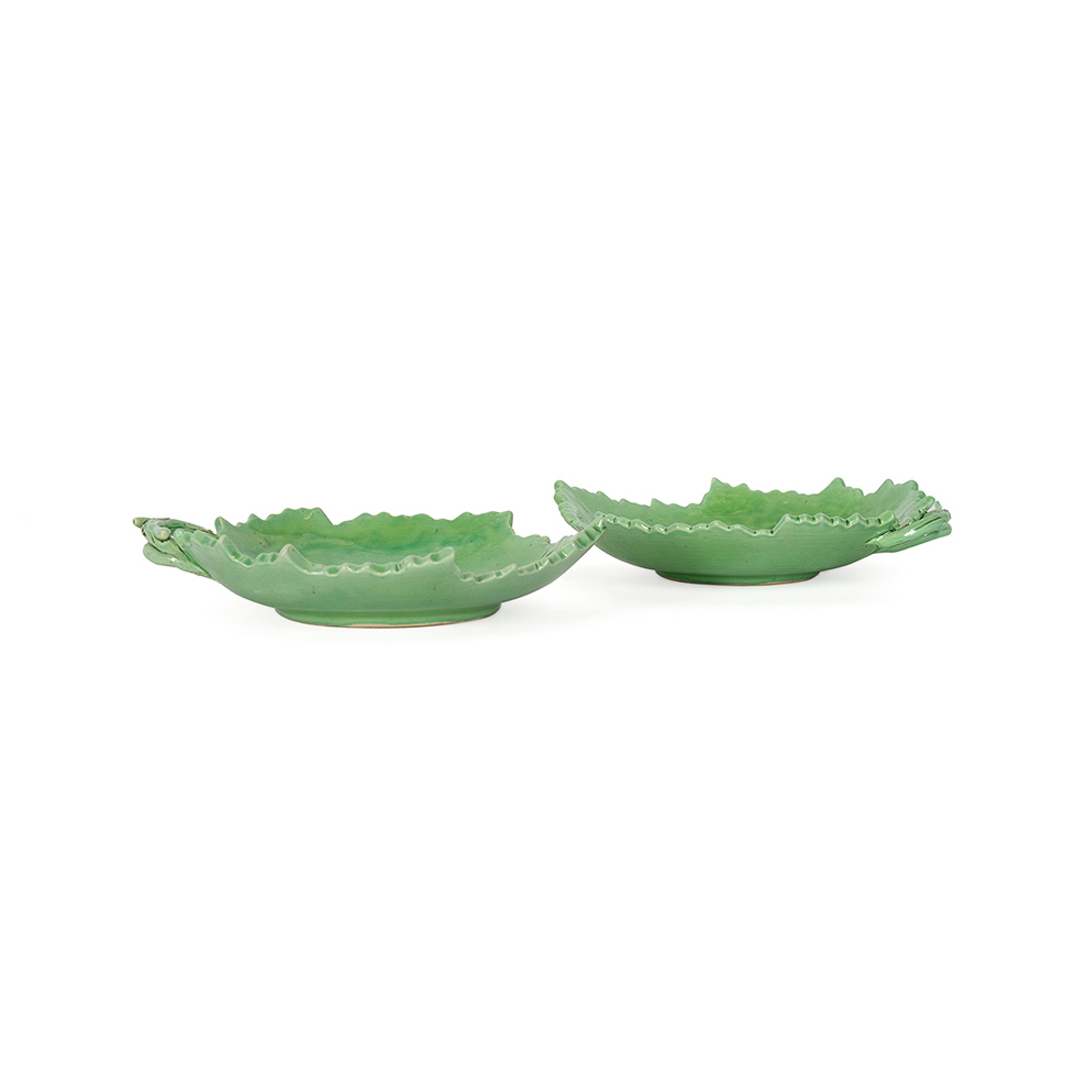 Pair of Green Leaf Dishes - Image 7
