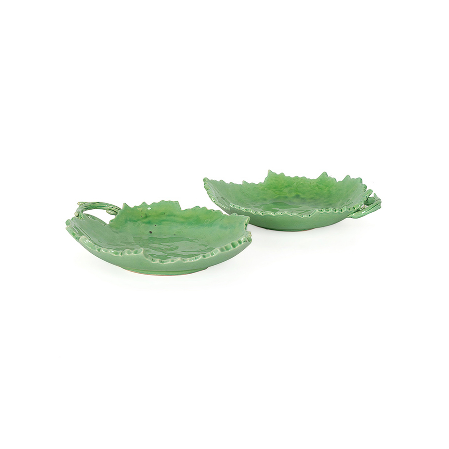 Pair of Green Leaf Dishes