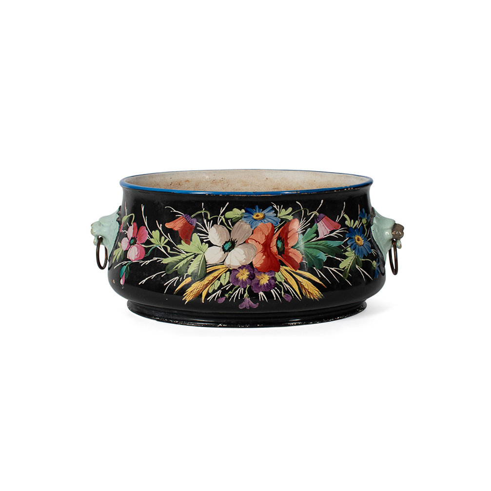 handprinted floral jardiniere