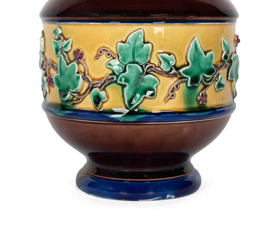 19th C. Majolica Jug with Ivy Garland