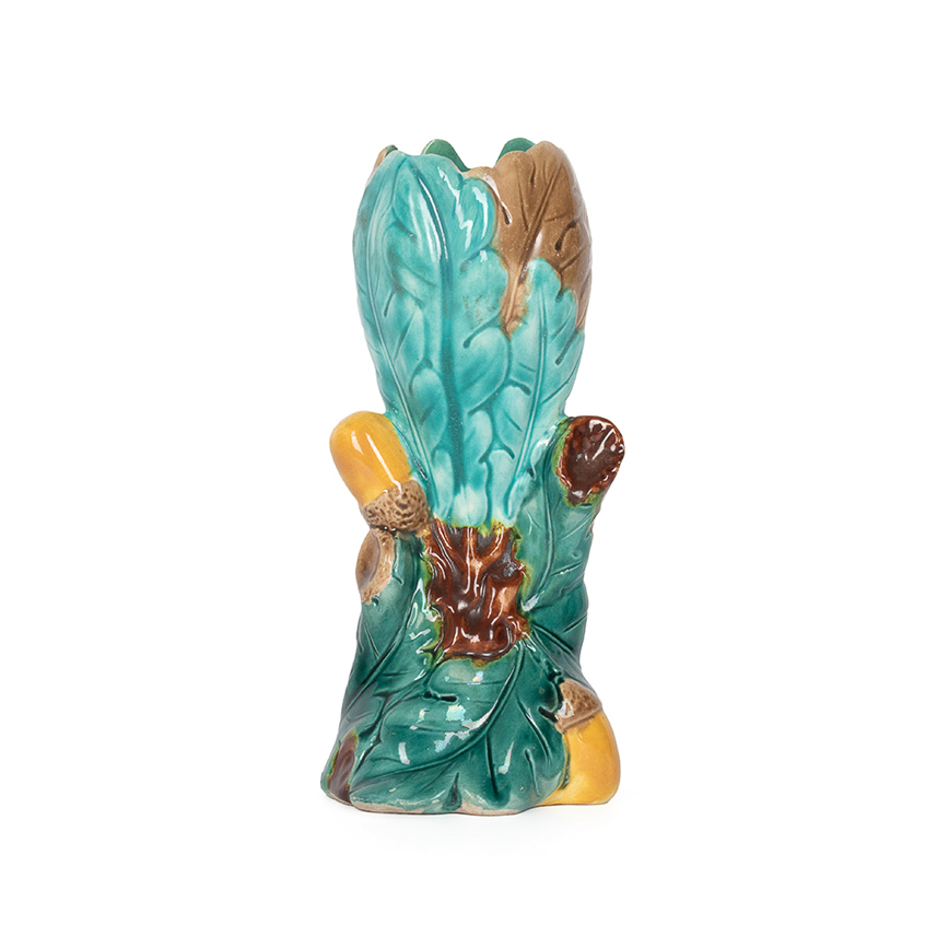 Rare Acorn & Oak Leaf Bud Vase Majolica
