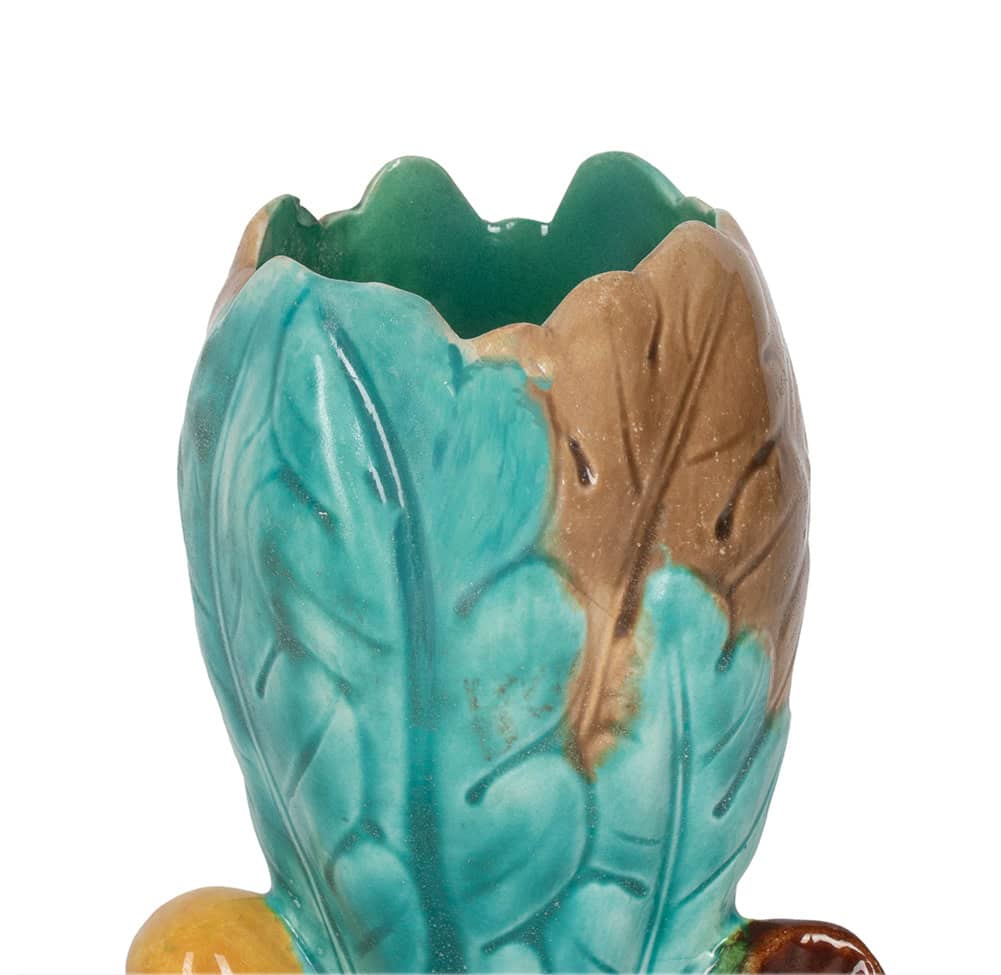 Rare Acorn & Oak Leaf Bud Vase Majolica - Image 6