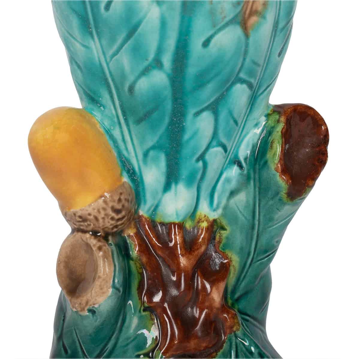 Rare Acorn & Oak Leaf Bud Vase Majolica - Image 7