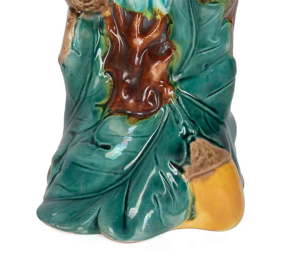 Rare Acorn & Oak Leaf Bud Vase Majolica - Image 9