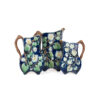 Set of 3 Graduated Majolica Pitchers with Cobalt Glaze and Branch Style Handles - Found in England