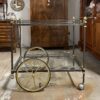 1950s Italian Brass and Steel Bar Cart - Image 2