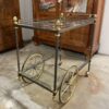 1950s Italian Brass and Steel Bar Cart - Image 3