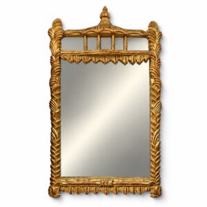 Gold Leaf Chinoiserie Mirror with Pagoda Top