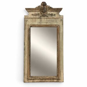 Louis XVI Mirror with Large Crest and Painted & Rubbed Finish